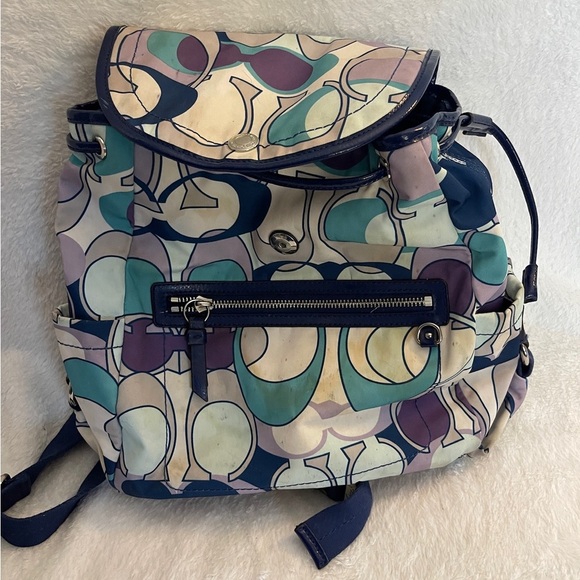 Coach Handbags - Coach Blue and Purple Backpack with Signature Style